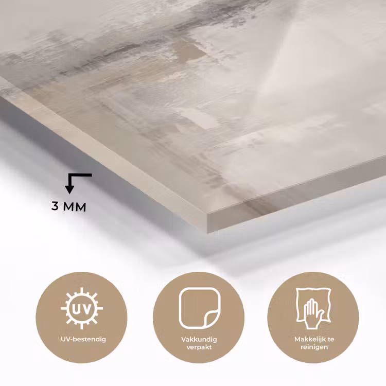 Glas schilderij - Moderne kunst - Abstract - Beige — 3