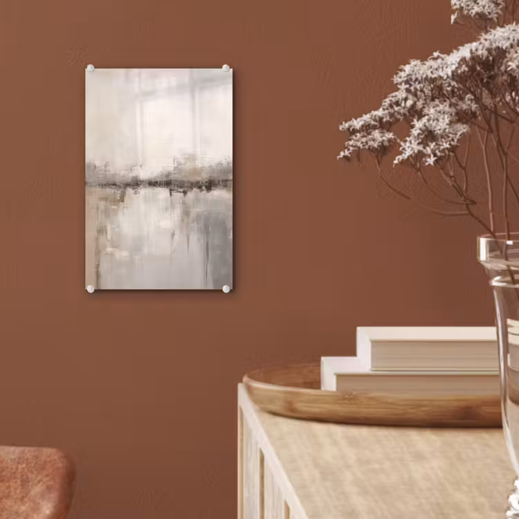 Glas schilderij - Moderne kunst - Abstract - Beige — 6