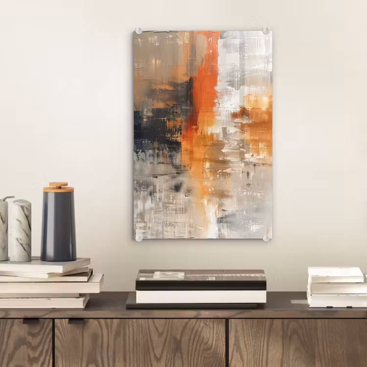 Glas schilderij - Moderne kunst - Abstract - Goud - Grijs — 2
