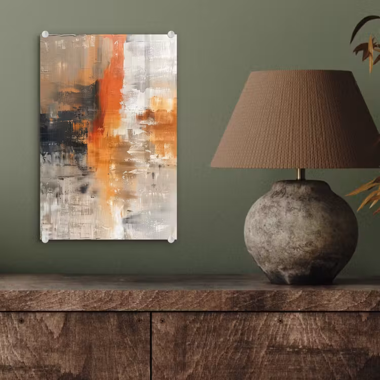 Glas schilderij - Moderne kunst - Abstract - Goud - Grijs — 4