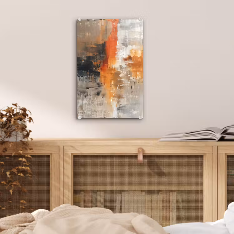 Glas schilderij - Moderne kunst - Abstract - Goud - Grijs — 5