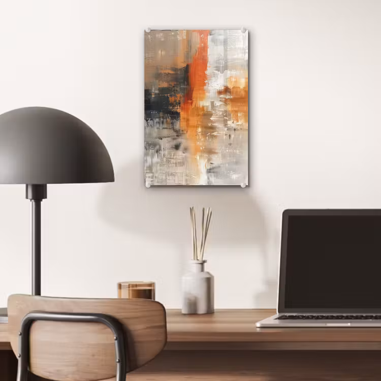 Glas schilderij - Moderne kunst - Abstract - Goud - Grijs — 7