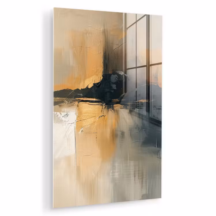 Glas schilderij - Moderne kunst - Abstract - Zwart — 1