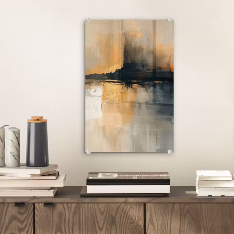 Glas schilderij - Moderne kunst - Abstract - Zwart — 2