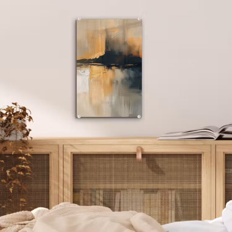 Glas schilderij - Moderne kunst - Abstract - Zwart — 5