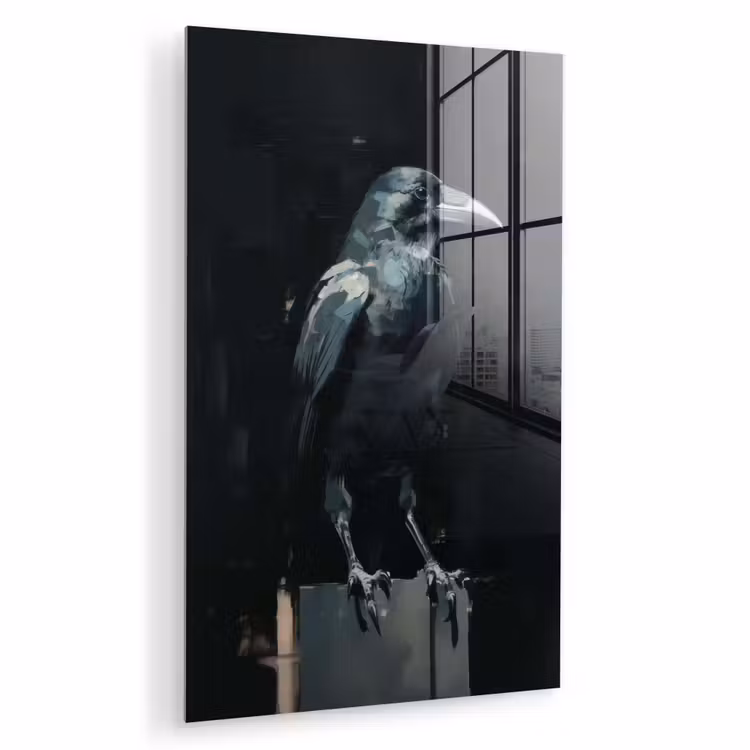 Glas schilderij - Raaf - Vogels - Zwart — 1