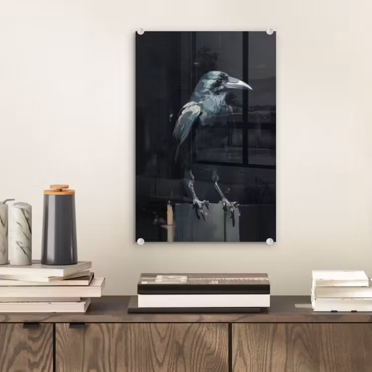 Glas schilderij - Raaf - Vogels - Zwart — 2