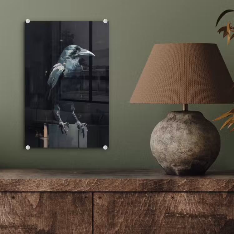 Glas schilderij - Raaf - Vogels - Zwart — 4