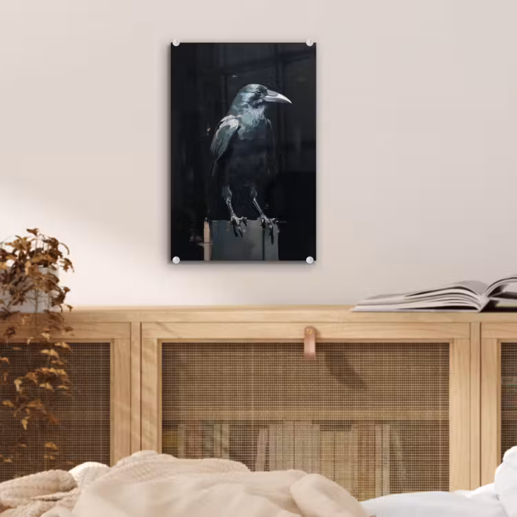 Glas schilderij - Raaf - Vogels - Zwart — 5