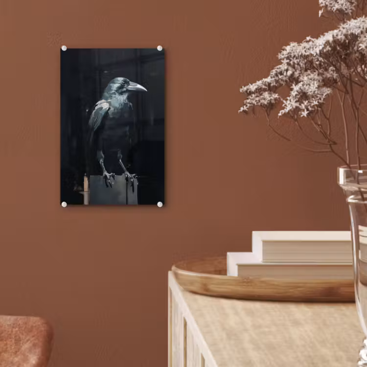 Glas schilderij - Raaf - Vogels - Zwart — 6