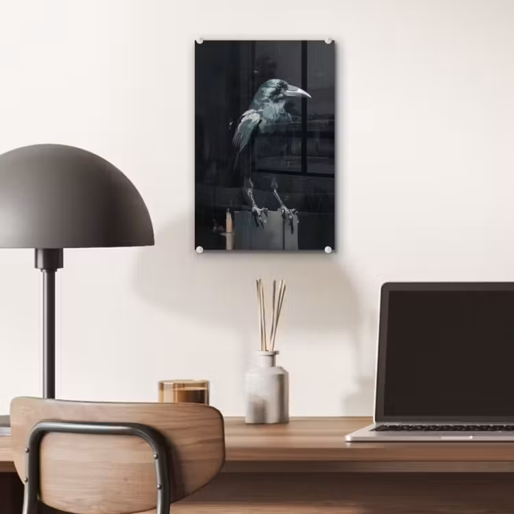 Glas schilderij - Raaf - Vogels - Zwart — 7