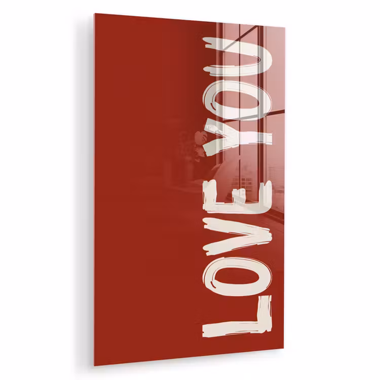 Glas schilderij - Schuin - Loveyou - Rood — 1