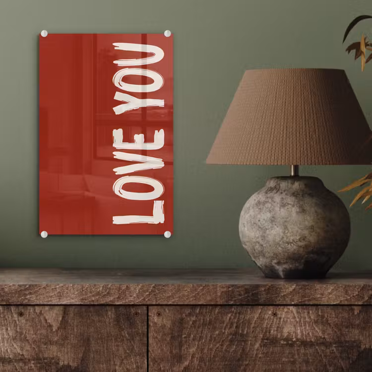 Glas schilderij - Schuin - Loveyou - Rood — 4
