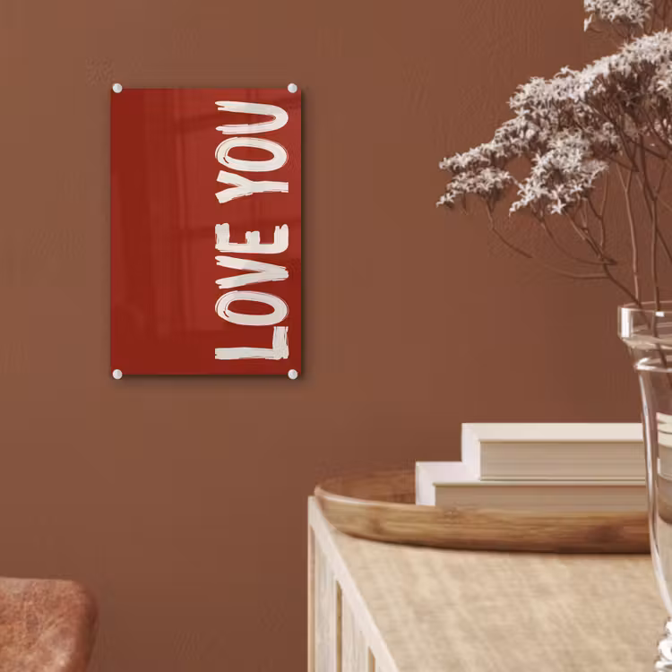 Glas schilderij - Schuin - Loveyou - Rood — 6
