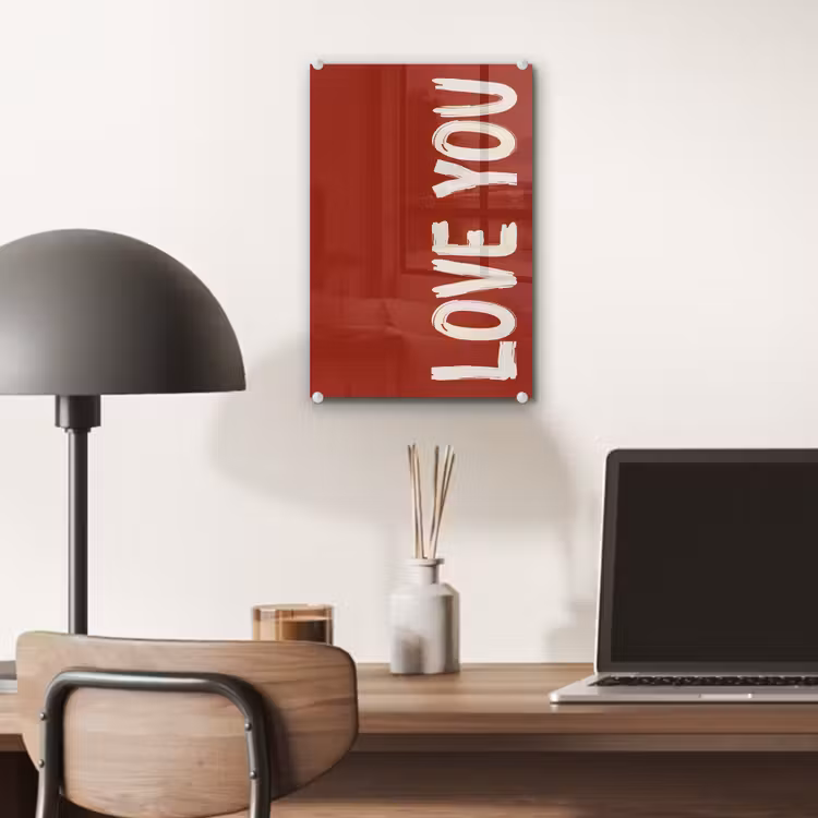 Glas schilderij - Schuin - Loveyou - Rood — 7