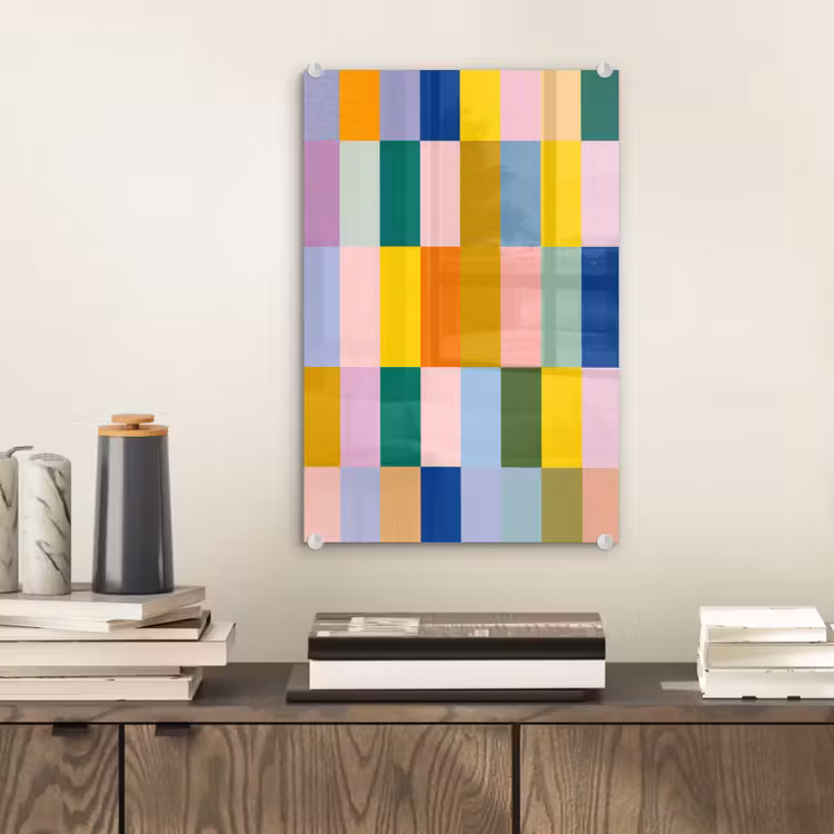 Glas schilderij - Stroken - Blauw - Patroon - Abstract — 2