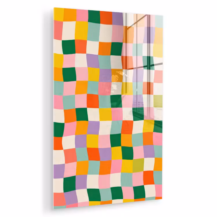 Glas schilderij - Vierkanten - Kleurrijk - Golvend — 1