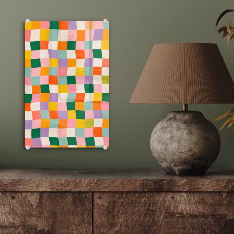 Glas schilderij - Vierkanten - Kleurrijk - Golvend — 4