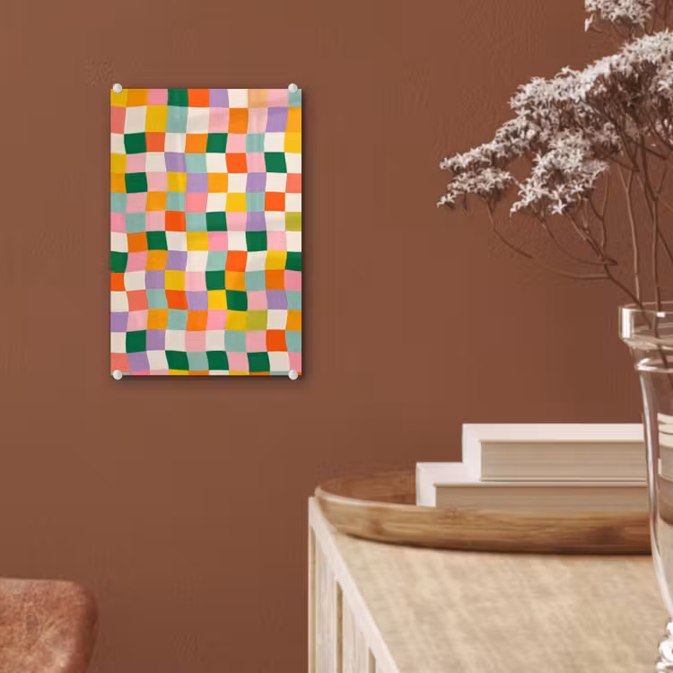 Glas schilderij - Vierkanten - Kleurrijk - Golvend — 6