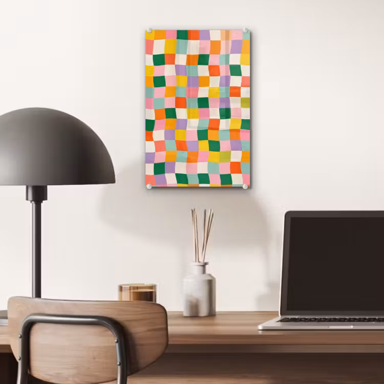 Glas schilderij - Vierkanten - Kleurrijk - Golvend — 7
