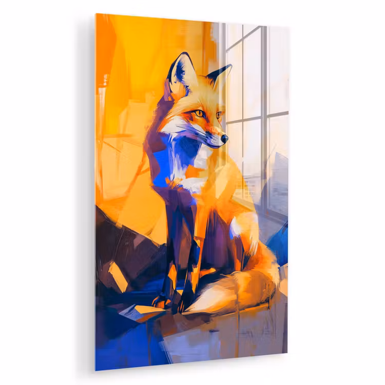 Glas schilderij - Vos - Oranje - Vormen - Abstract — 1
