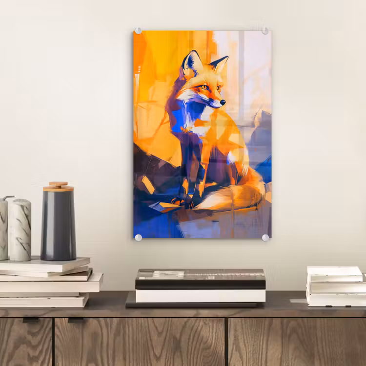 Glas schilderij - Vos - Oranje - Vormen - Abstract — 2