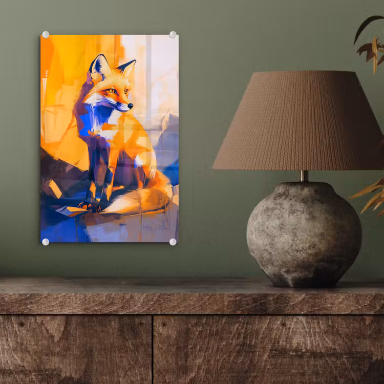 Glas schilderij - Vos - Oranje - Vormen - Abstract — 4
