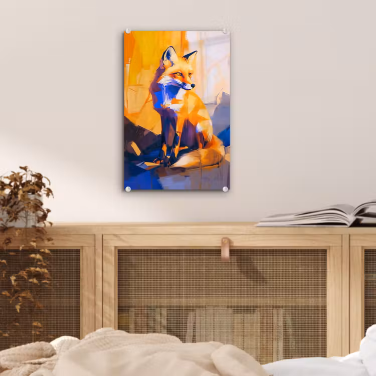 Glas schilderij - Vos - Oranje - Vormen - Abstract — 5