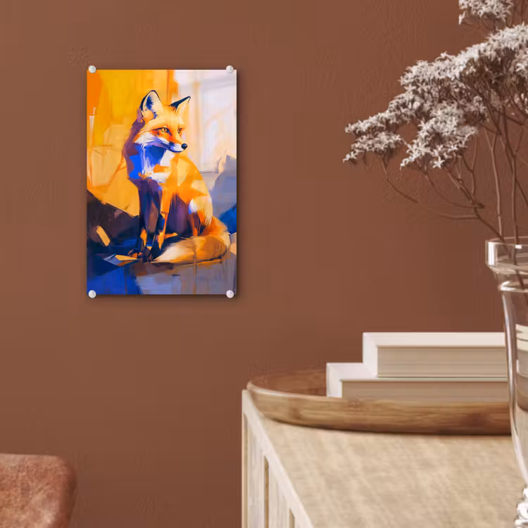 Glas schilderij - Vos - Oranje - Vormen - Abstract — 6