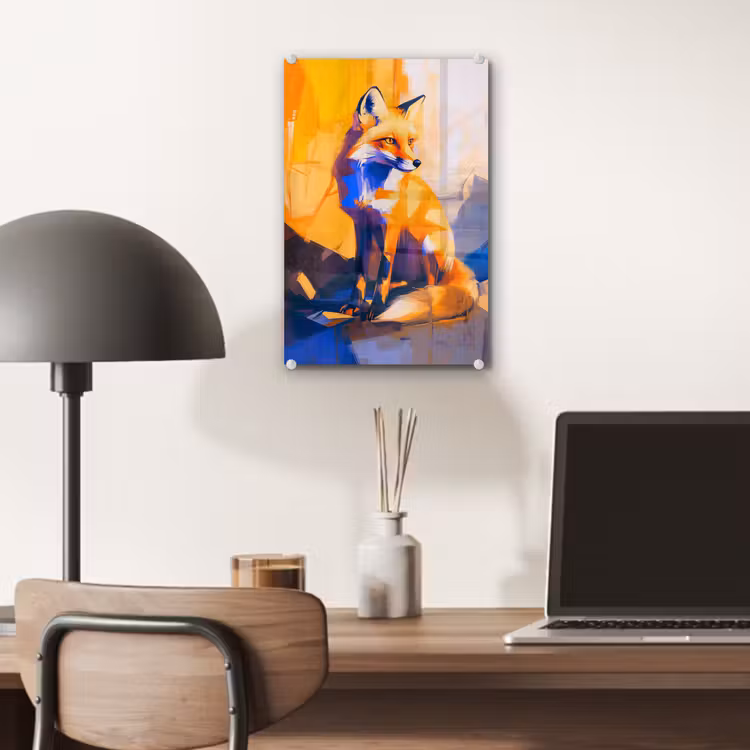 Glas schilderij - Vos - Oranje - Vormen - Abstract — 7