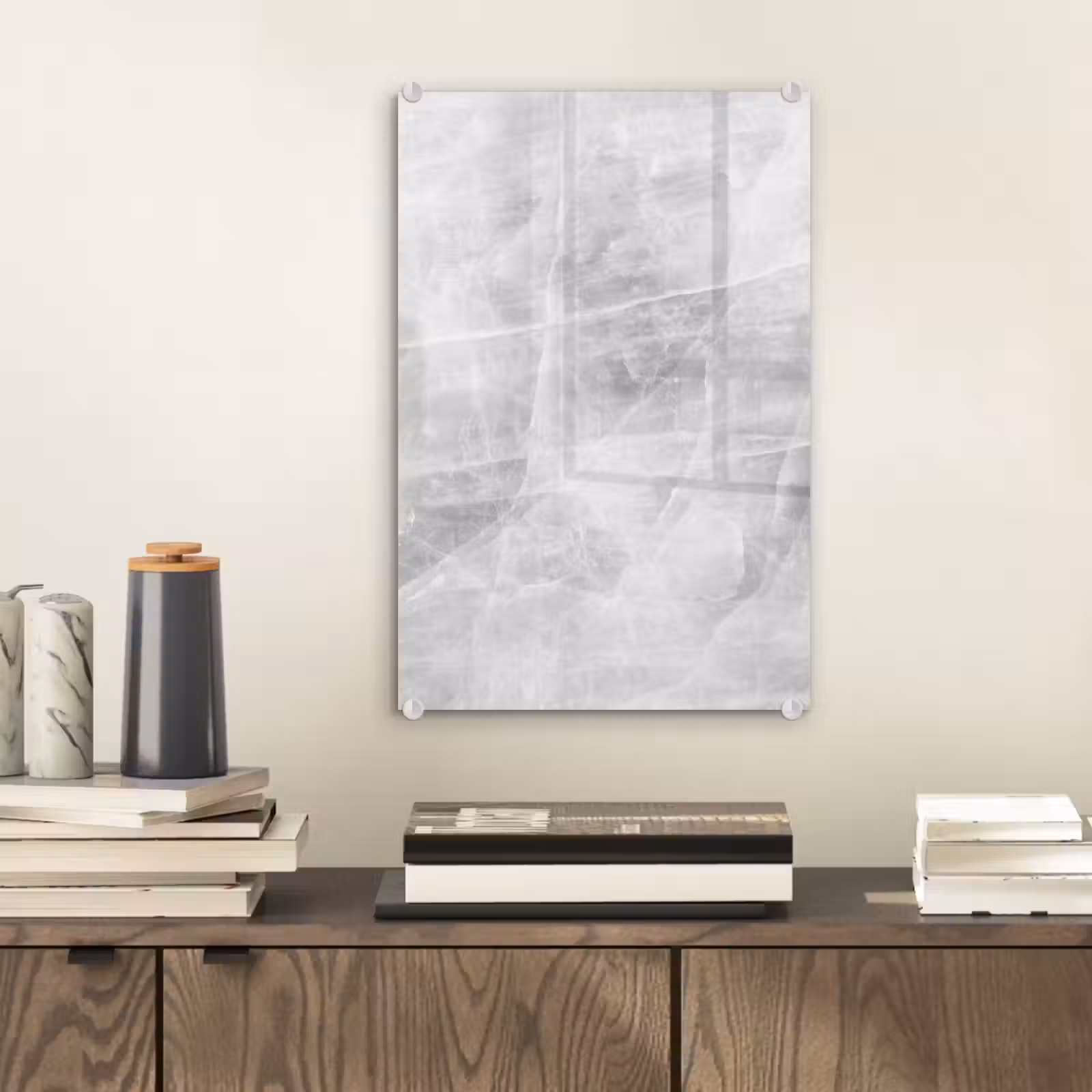 Glas schilderij - Marmer - Steen - Wit - Luxe - Marmerlook — 1