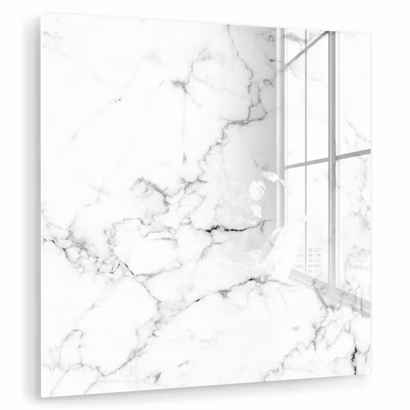 Glas schilderij - Marmer - Wit - Grijs - Luxe - Marmerlook - Structuur — 1