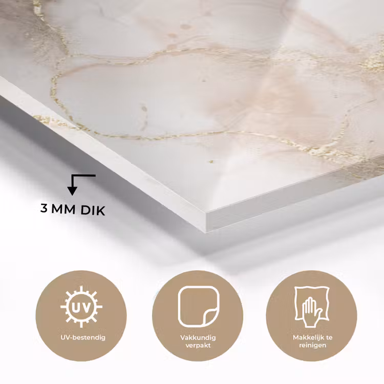 Glas schilderij - Marmer - Bruin - Gouden — 2