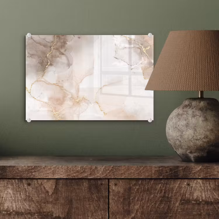 Glas schilderij - Marmer - Bruin - Gouden — 3