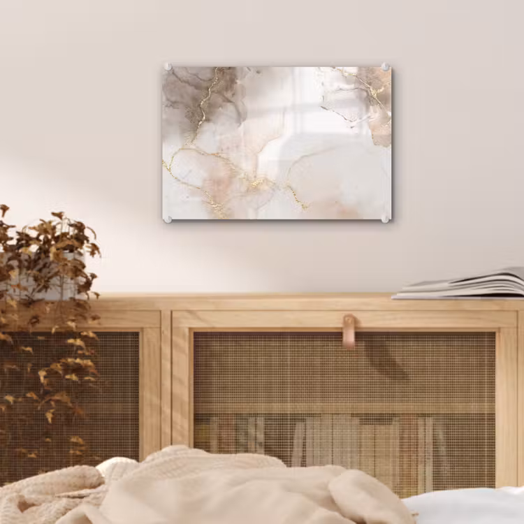 Glas schilderij - Marmer - Bruin - Gouden — 4