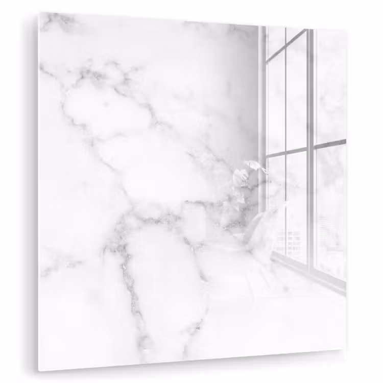 Glas schilderij - Marmer - Grijs - Wit - Marmerstructuur — 1