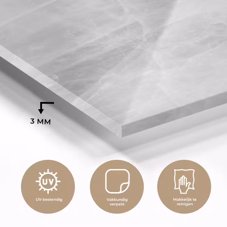Glas schilderij - Marmer - Steen - Wit - Luxe - Marmerlook — 2