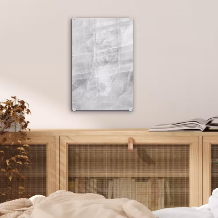 Glas schilderij - Marmer - Steen - Wit - Luxe - Marmerlook — 4