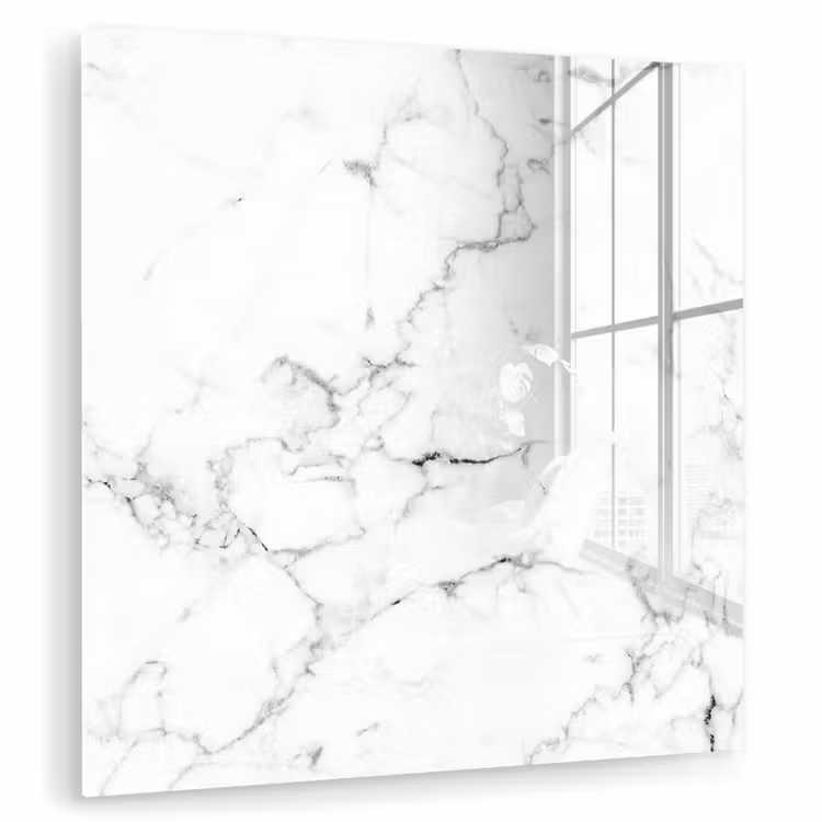Glas schilderij - Marmer - Wit - Grijs - Luxe - Marmerlook - Structuur — 1