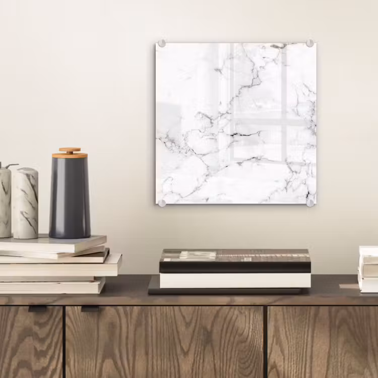 Glas schilderij - Marmer - Wit - Grijs - Luxe - Marmerlook - Structuur — 2
