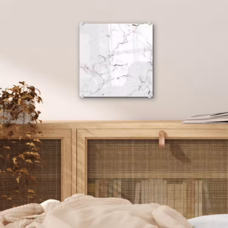 Glas schilderij - Marmer - Wit - Grijs - Luxe - Marmerlook - Structuur — 5