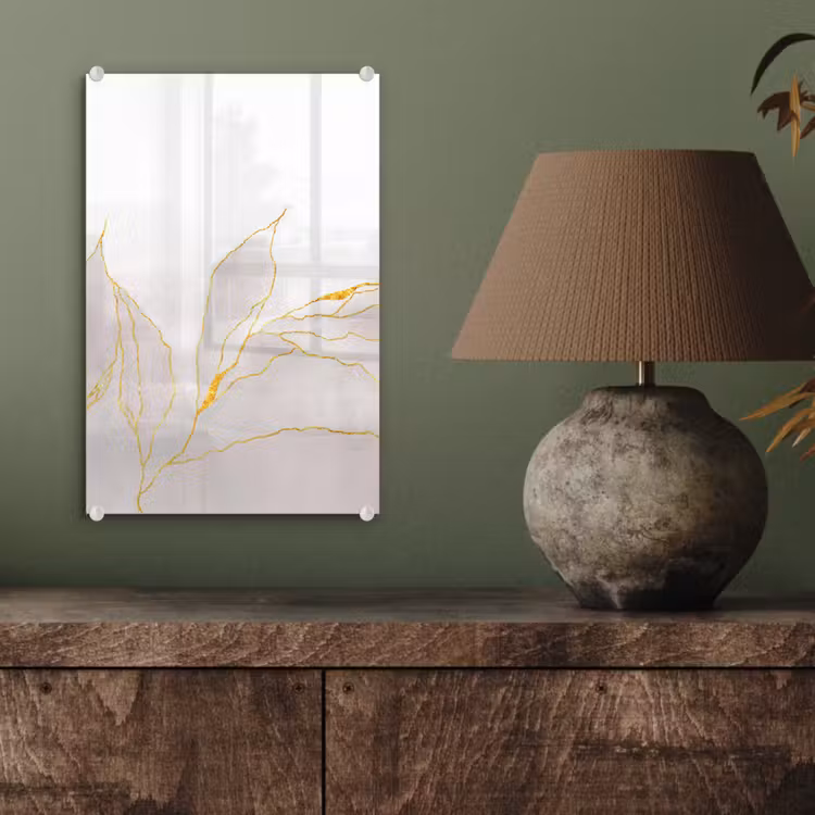 Glas schilderij - Marmerlook - Grijs - Goud - Chic - Marmer — 3