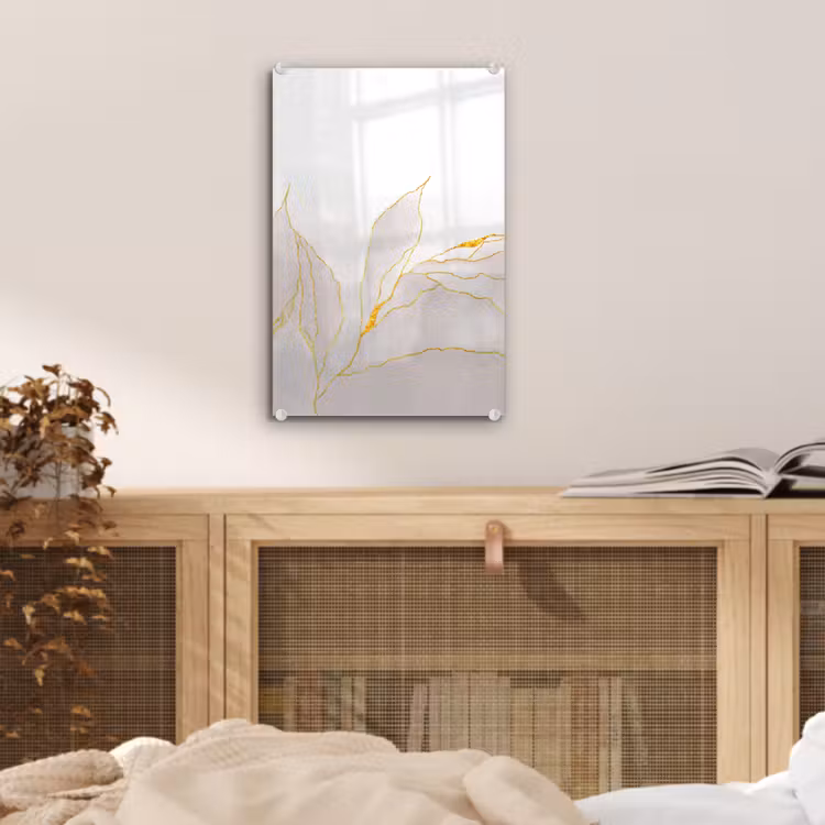 Glas schilderij - Marmerlook - Grijs - Goud - Chic - Marmer — 4