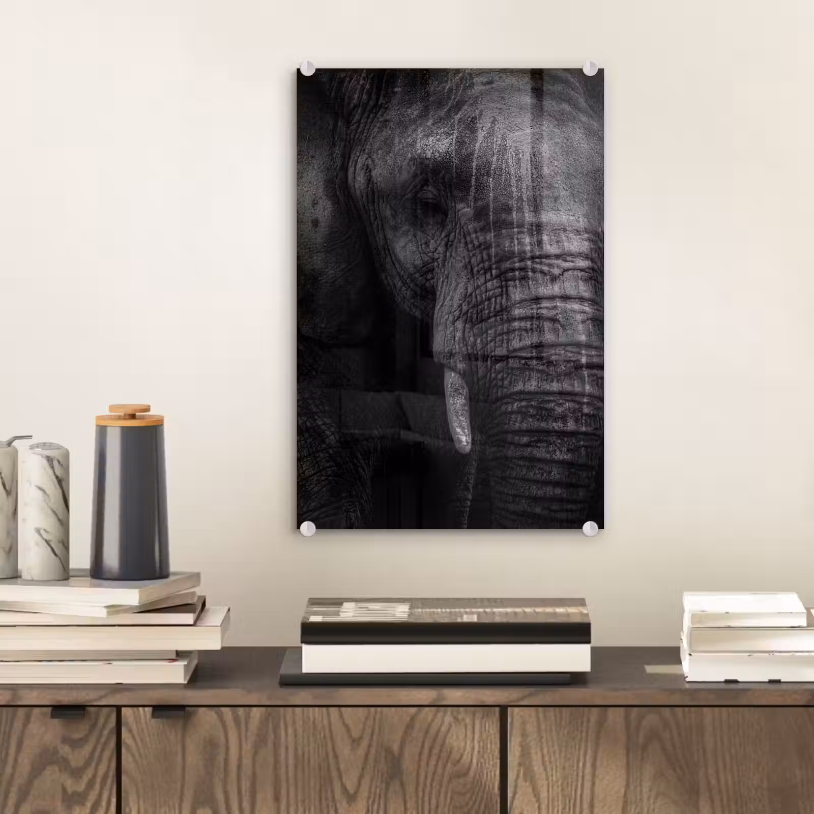 Glas schilderij - Olifant - Dier - Portret — 1