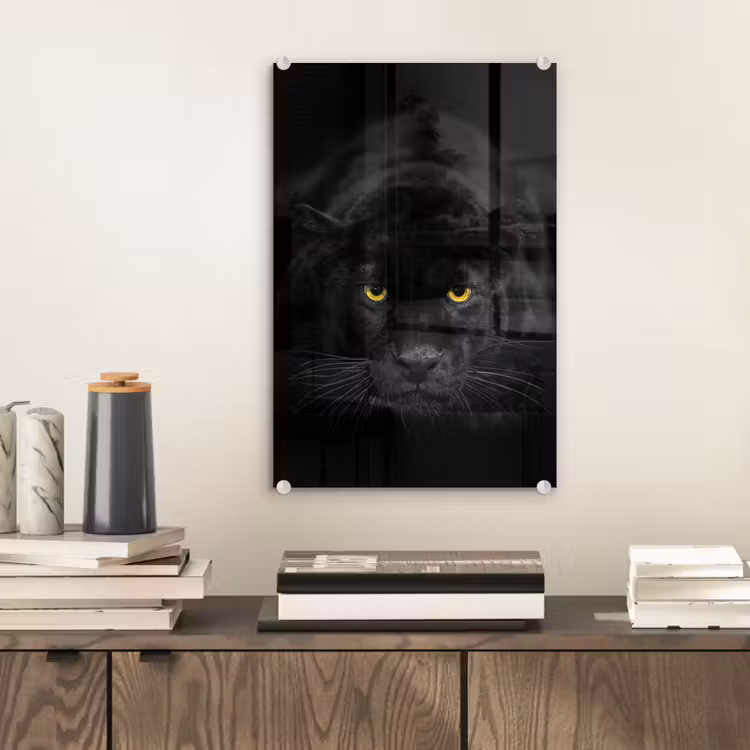 Glas schilderij - Panter - Dieren - Zwart - Ogen — 2