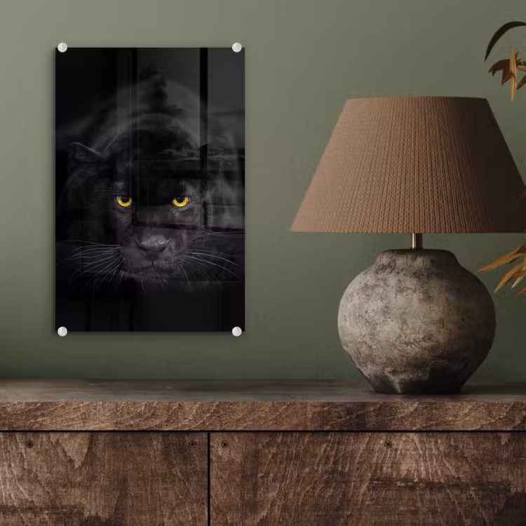 Glas schilderij - Panter - Dieren - Zwart - Ogen — 4