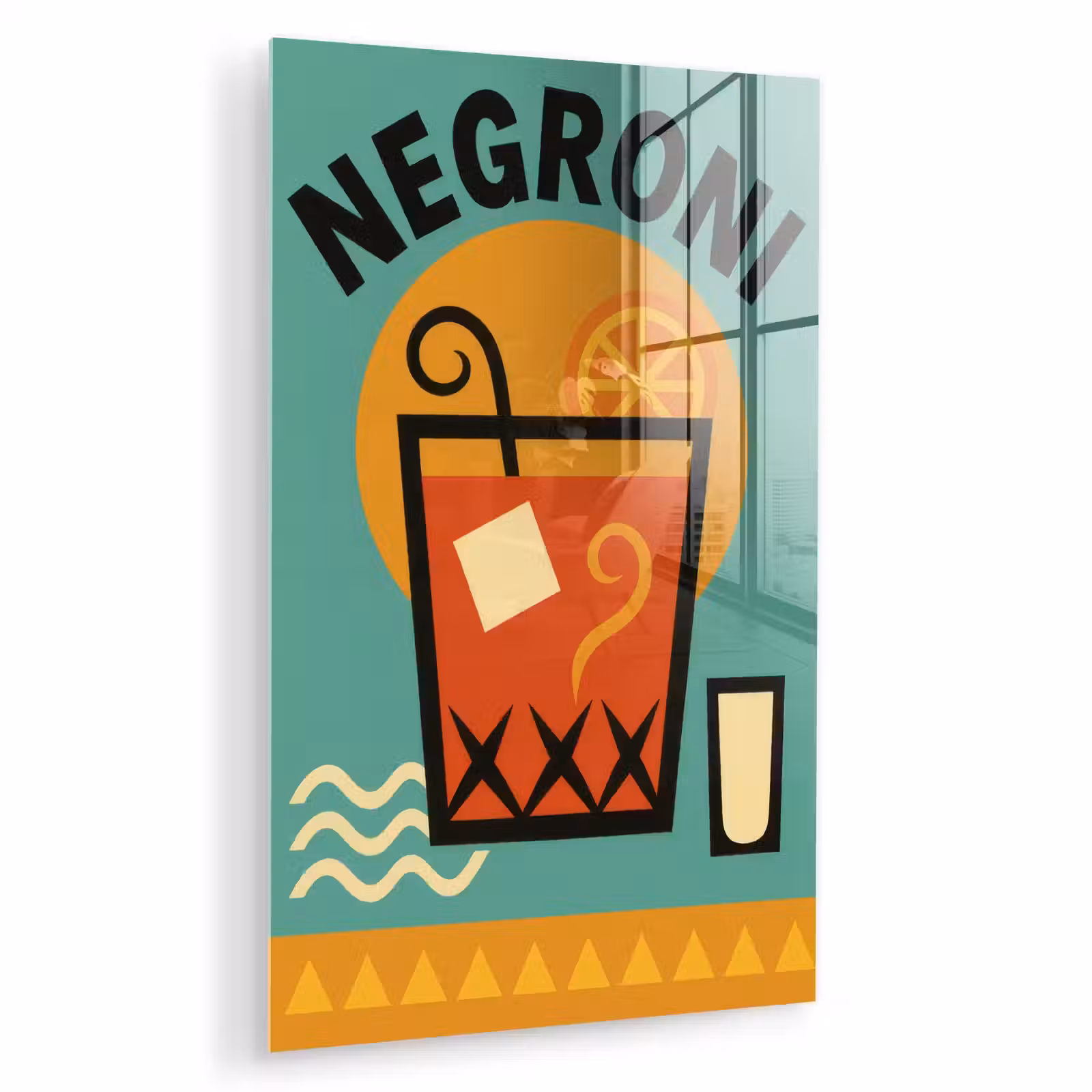 Glas schilderij - Cocktail - Negroni - Art - Sinaasappel — 1