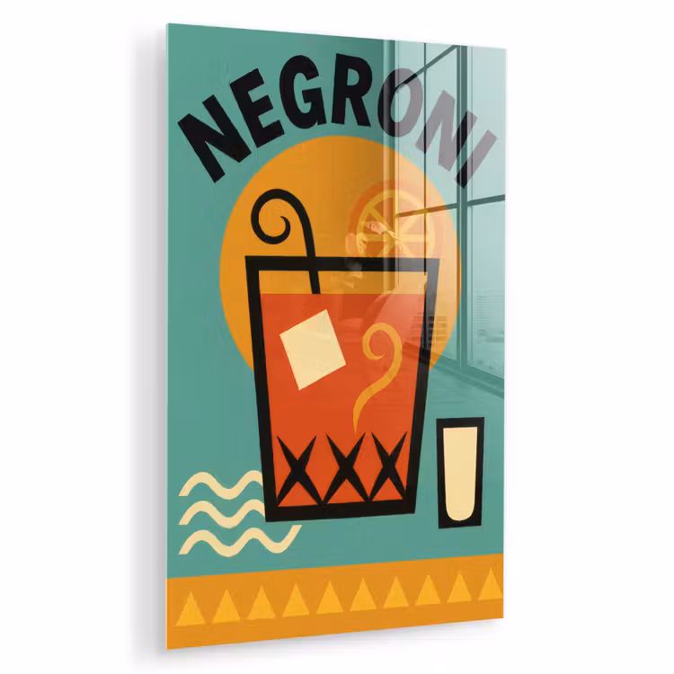 Glas schilderij - Cocktail - Negroni - Art - Sinaasappel — 1