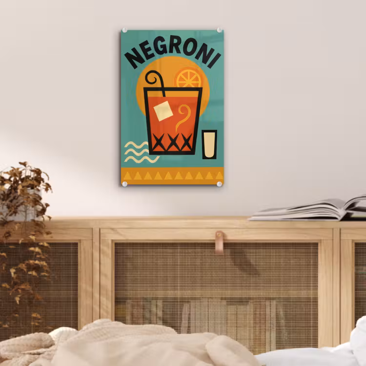 Glas schilderij - Cocktail - Negroni - Art - Sinaasappel — 5