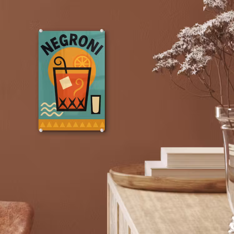 Glas schilderij - Cocktail - Negroni - Art - Sinaasappel — 6